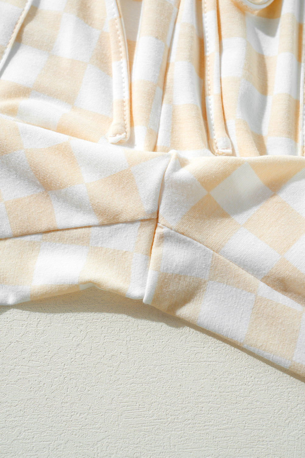 Beige Checkered Print Long Sleeve Top and Pants Lounge Set - Snoopy's Closet