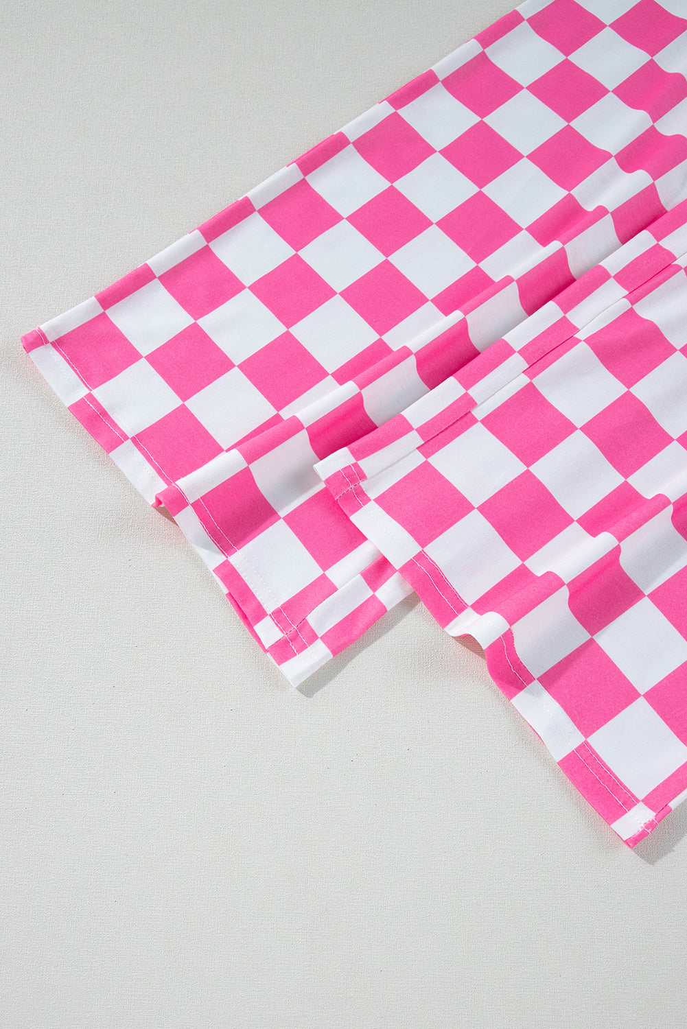 Pantalón de pierna ancha de talle alto con estampado a cuadros de dos tonos Bonbon