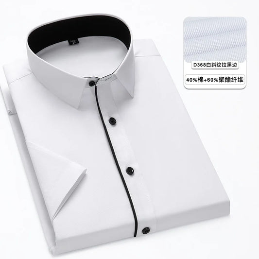 Nueva camisa de manga corta para hombre 7XL8XL de negocios casual sin planchado de alta calidad tallas grandes ropa de carga de moda de primavera y verano