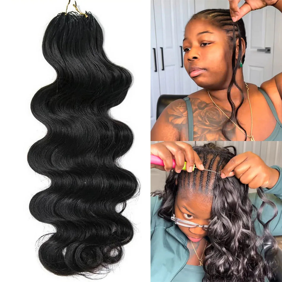 Extensiones de cabello de ganchillo rubio miel con reflejos, onda corporal, cabello humano, pre-separadas, trenzas invisibles milagro, nudo de plumas, extensiones de cabello de ganchillo.