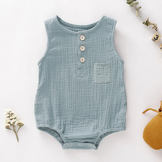 Peleles de bebé de verano 2022 para niños y niñas, body de muselina sin mangas para recién nacidos, ropa de moda para bebé, conjuntos para niños pequeños