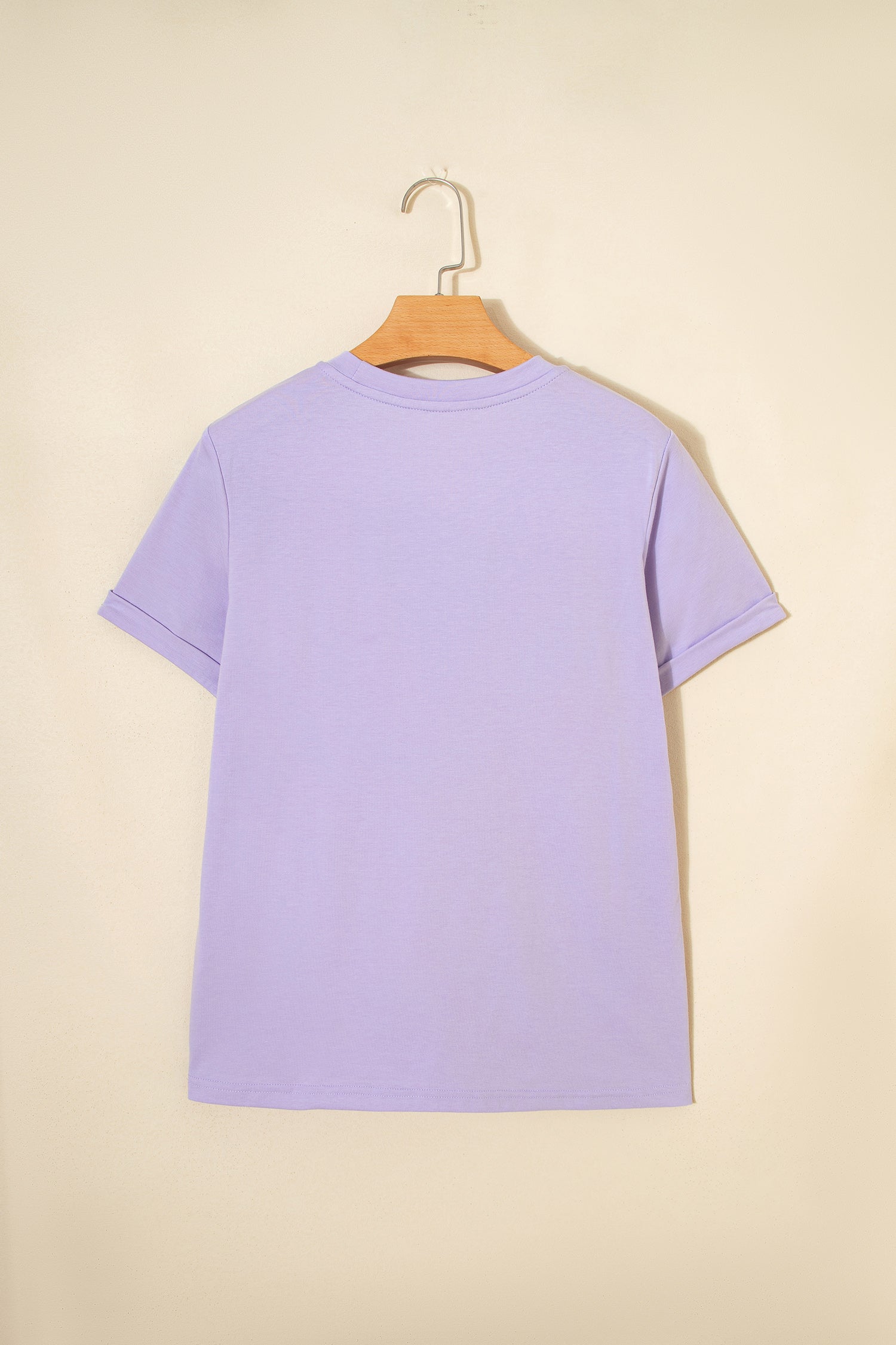 Orchid Petal Casual Plain Crew Neck Tee - Snoopy's Closet