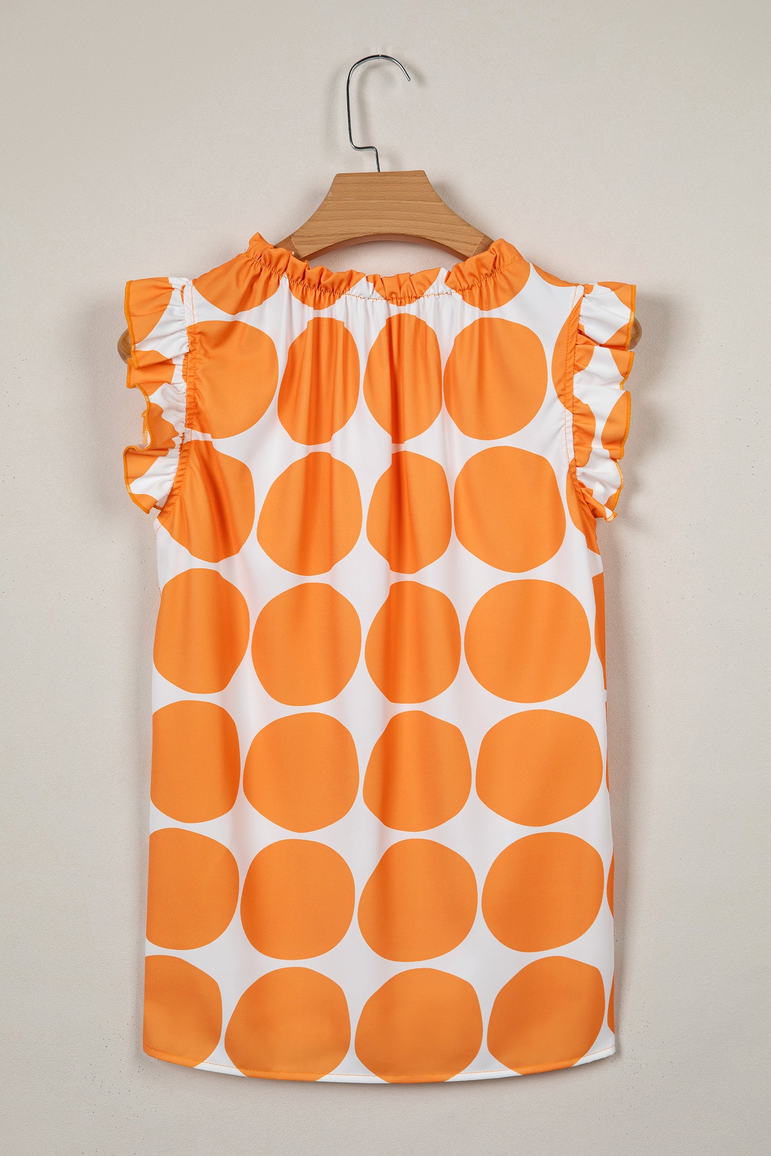 Blue Polka Dot Print Frilled Round Neck Shift Tank Top - Snoopy's Closet