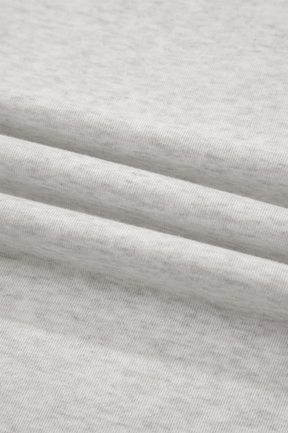 Light Grey Exposed Seam Detail Mock Neck Tee
