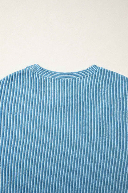 Beau Blue USA Graphic Half Sleeve Loose Ribbed Top