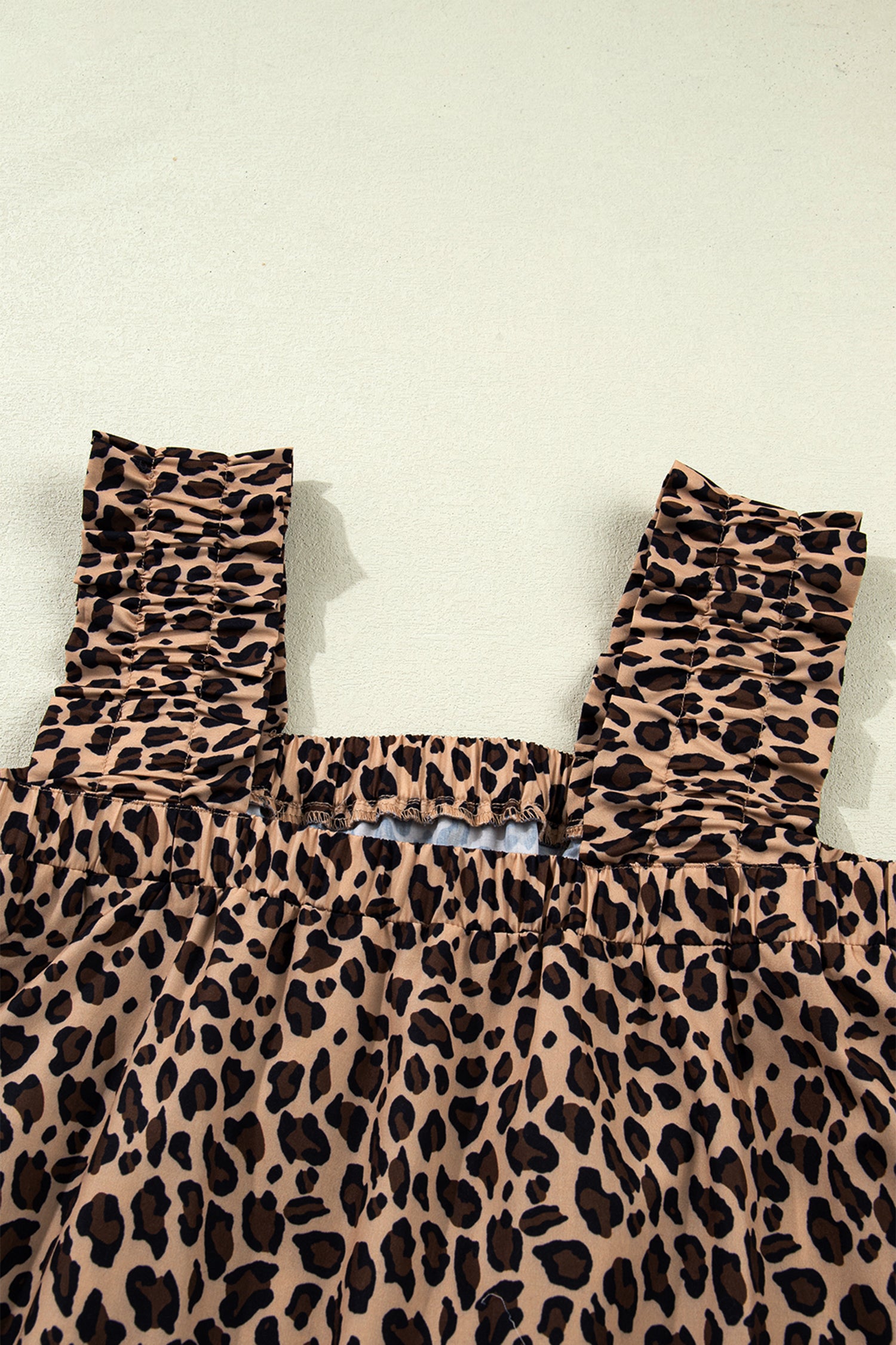 Brown Leopard Print Frilled Square Neck Tank Top - Snoopy's Closet