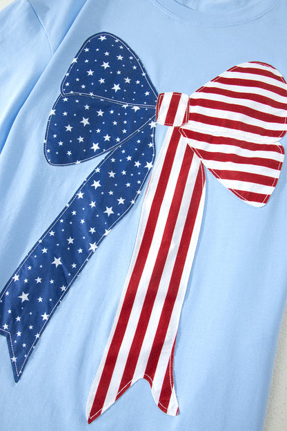 Minivestido de cambio Beau Blue patriótico con lazo grande cosido
