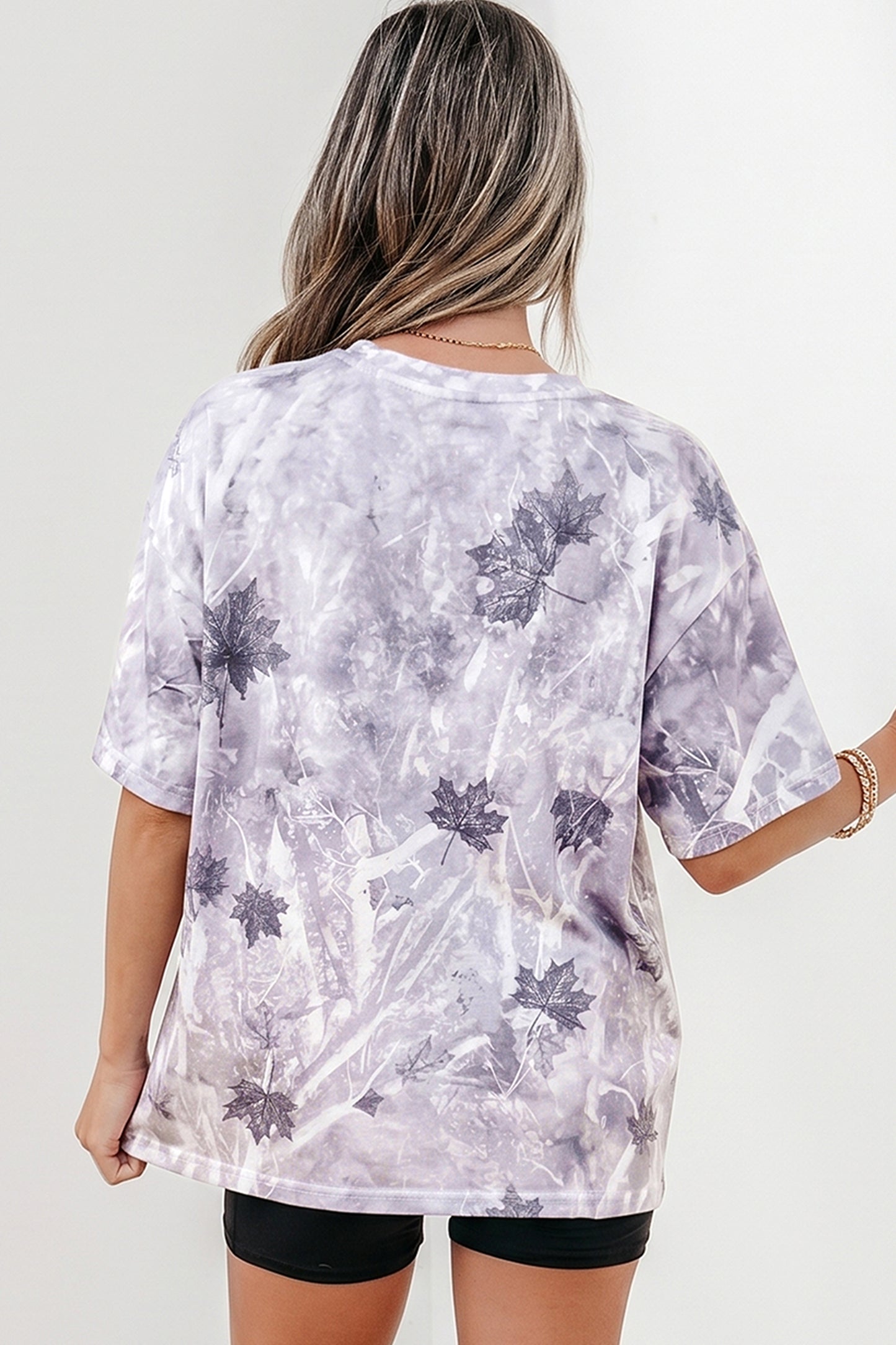 Gray Camouflage Woodland Print Drop Shoulder Tunic Tee - Snoopy's Closet