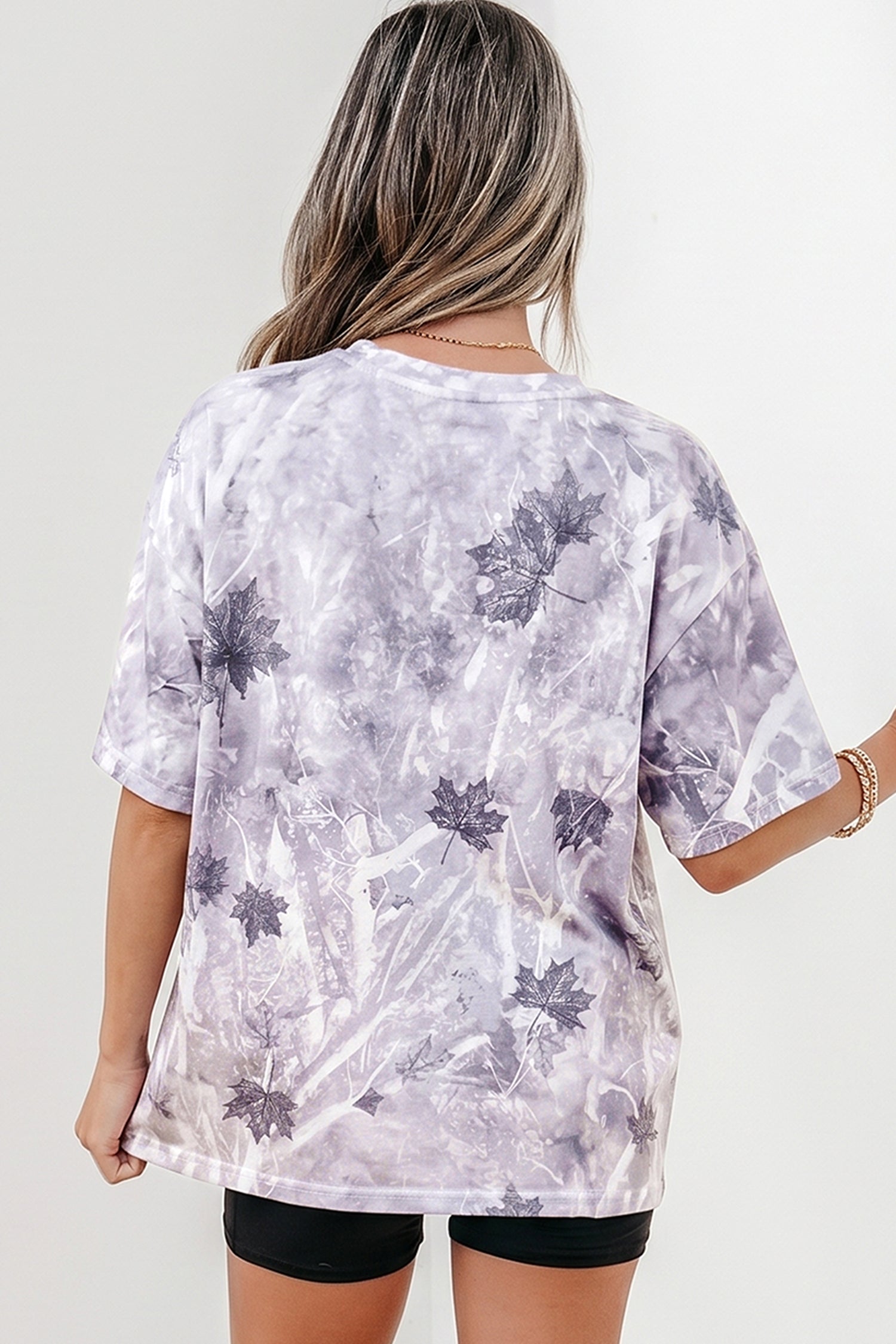 Gray Camouflage Woodland Print Drop Shoulder Tunic Tee - Snoopy's Closet
