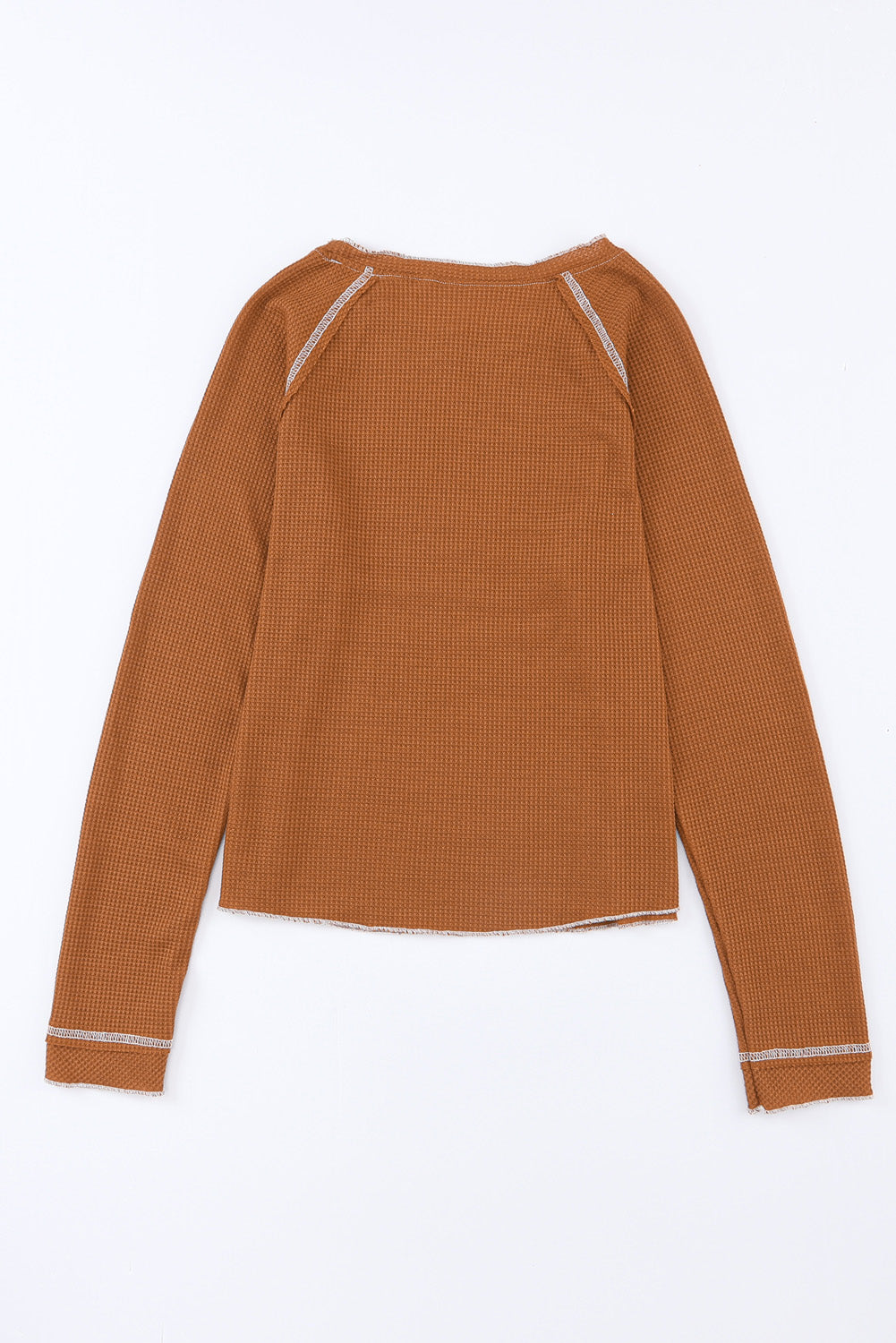 Brown Textured Round Neck Long Sleeve Top - Snoopy's Closet