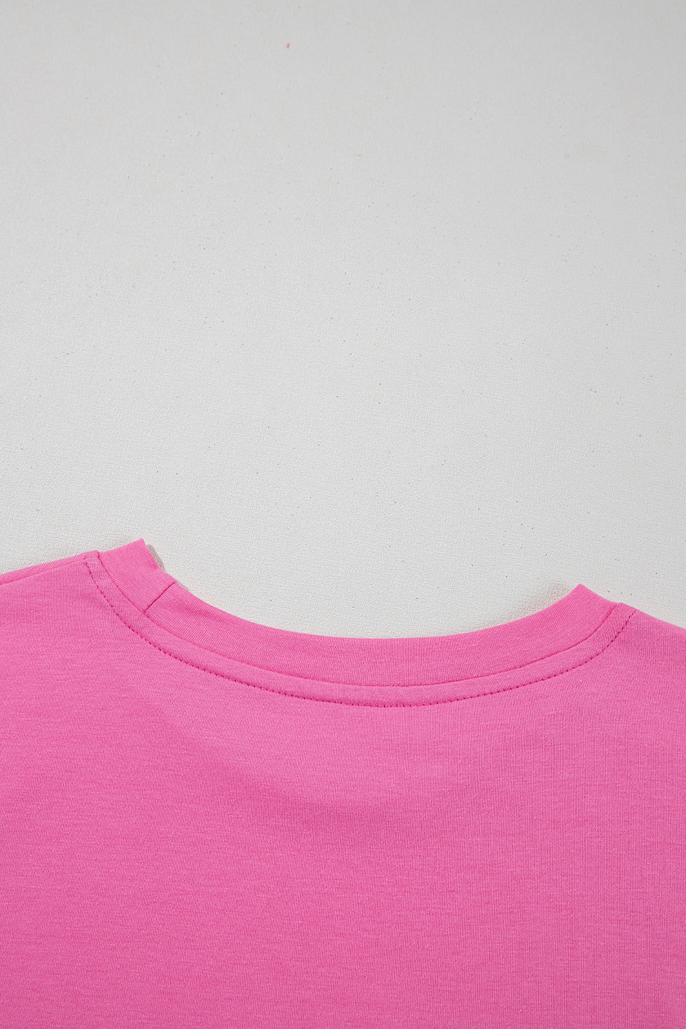 Sachet Pink Bright Casual Plain Crew Neck Tee - Snoopy's Closet