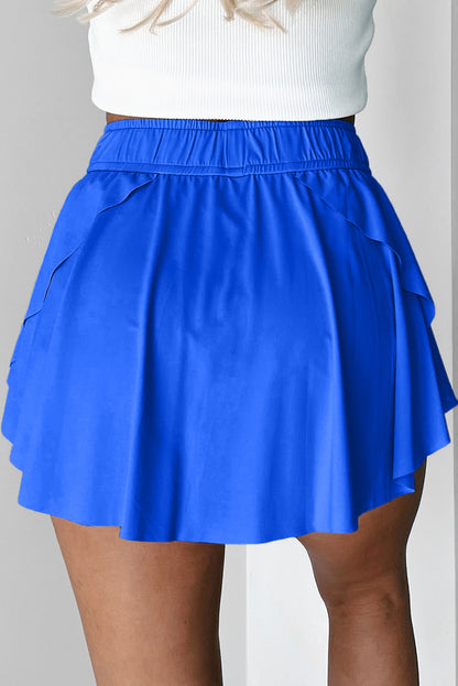 Faldas pantalón de tenis forradas, azul cielo, con cintura elástica con cordón