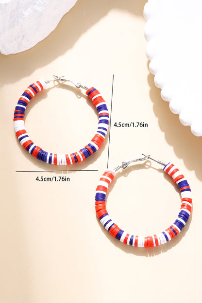 Fiery Red Patriotic Multicolored Bead Hoop Earrings - Snoopy's Closet