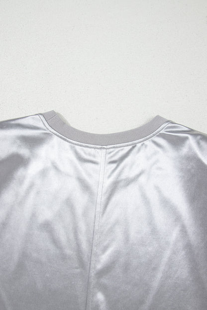 Silvery Metallic Luster Crew Neck Shift Tank Top - Snoopy's Closet