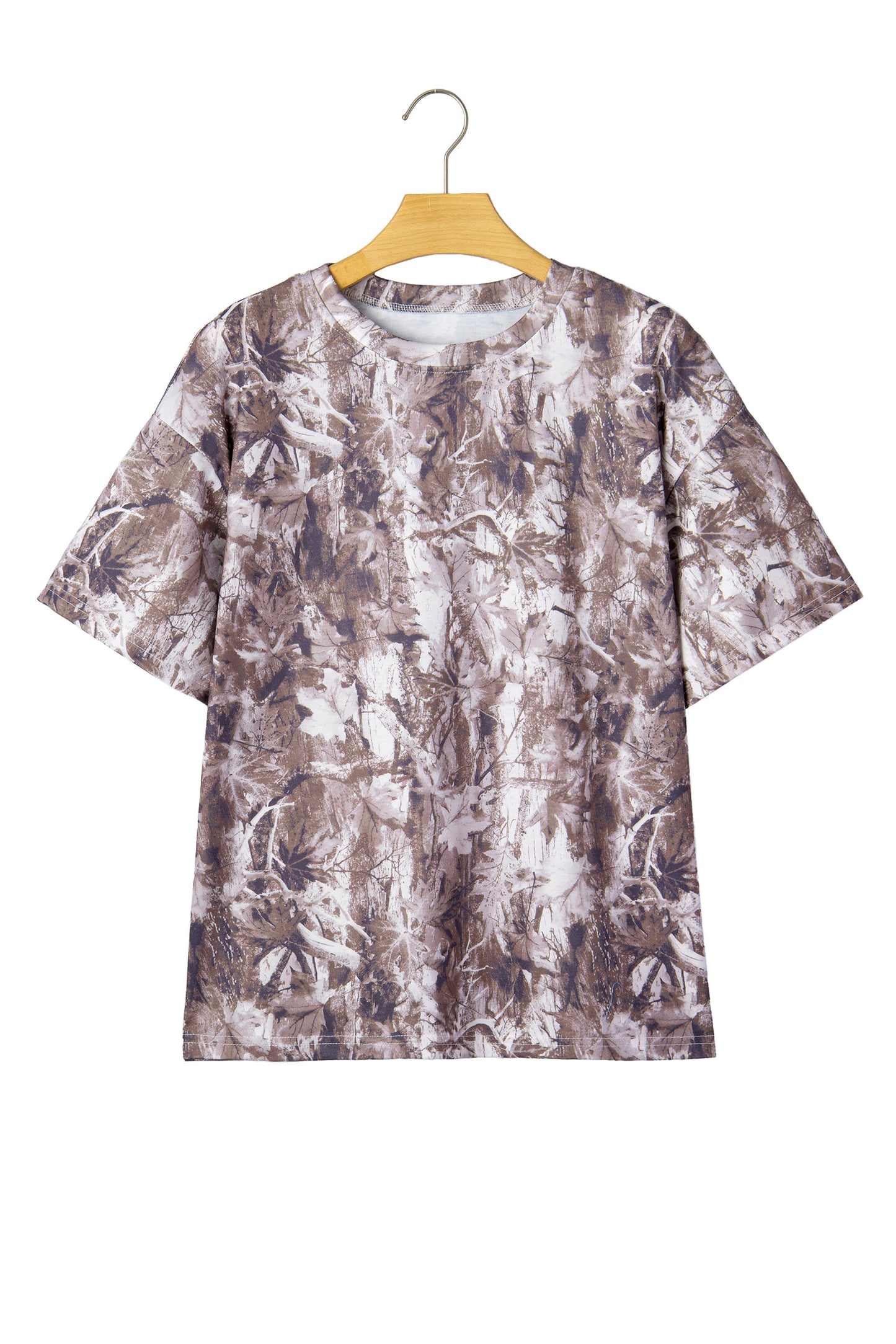 Khaki Camouflage Woodland Print Drop Shoulder Tunic Tee - Snoopy's Closet