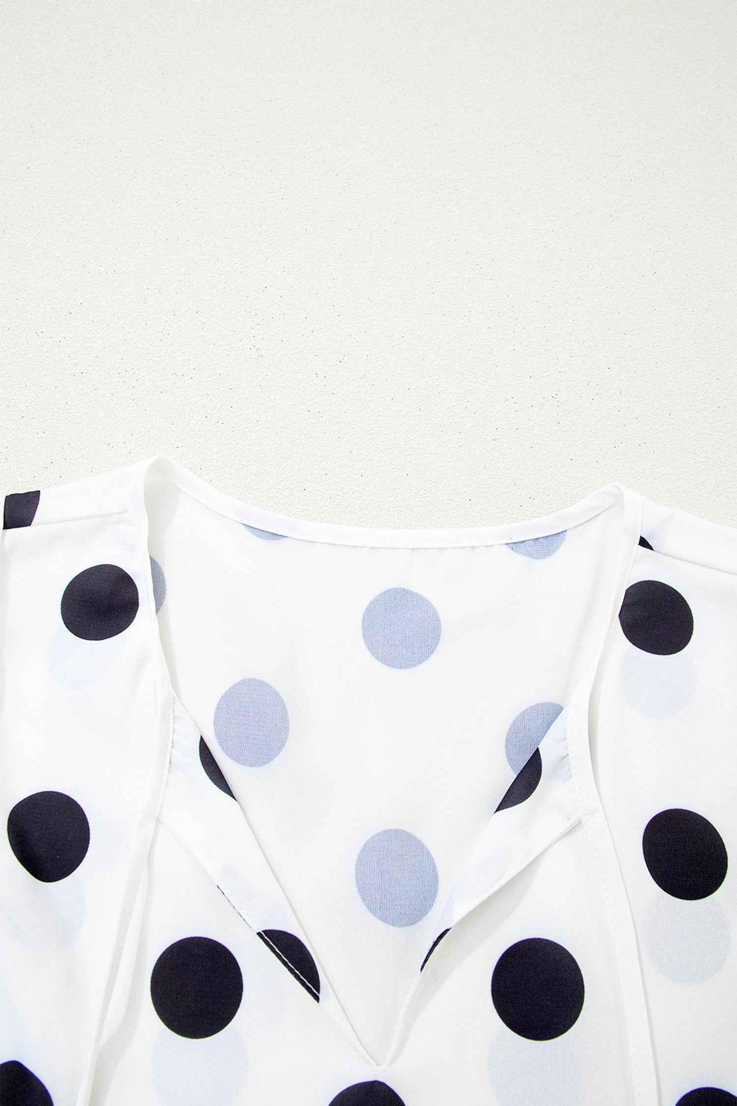 White Polka Dot Print Flutter Sleeve Striped Patchwork Babydoll Blouse