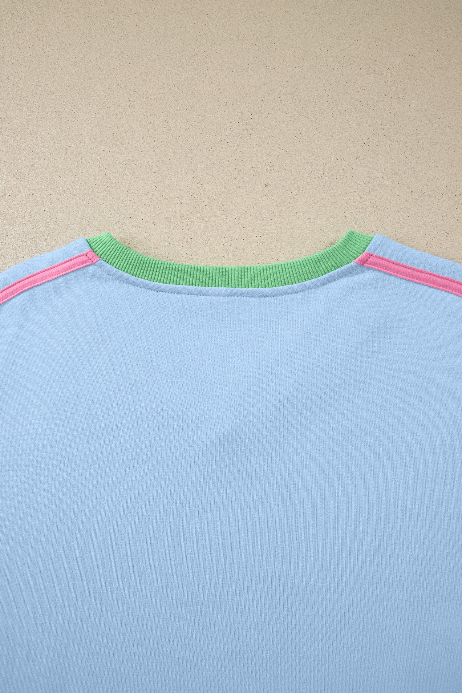Sky Blue Ribbed Colorblock Trim V Neck Sporty Pullover Mini Skort 2pcs Athleisure Set - Snoopy's Closet