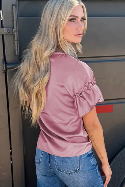 Toadstool Satin Ruffle Sleeve Top - Snoopy's Closet