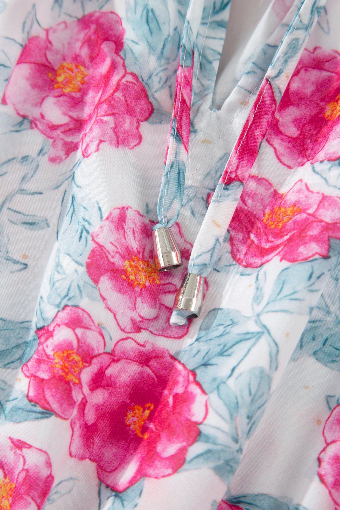 Vestido midi elegante rojo con manga abullonada y estampado floral