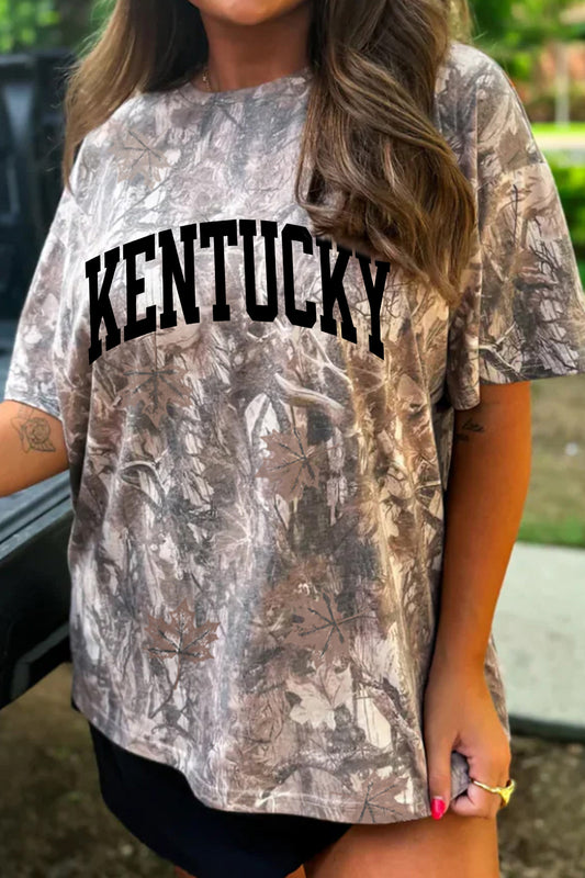 Camiseta extragrande KENTUCKY de camuflaje Woodland caqui