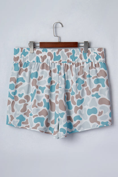 Pantalones cortos deportivos de camuflaje de talla grande con cintura elástica y multicolores