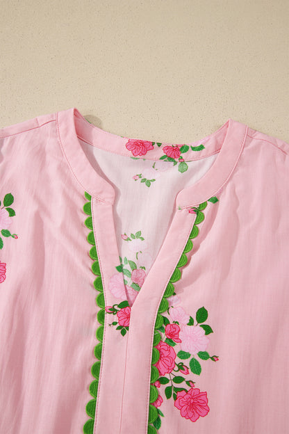 Pink Notched Neck Flutter Short Sleeve Floral Print Maxi Dress - Snoopy's Closet