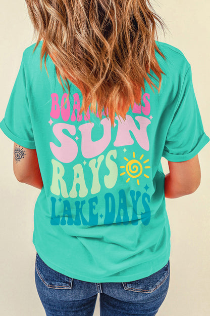 Camiseta de vacaciones estampada a doble cara MINT GREEN LAKE DAYS