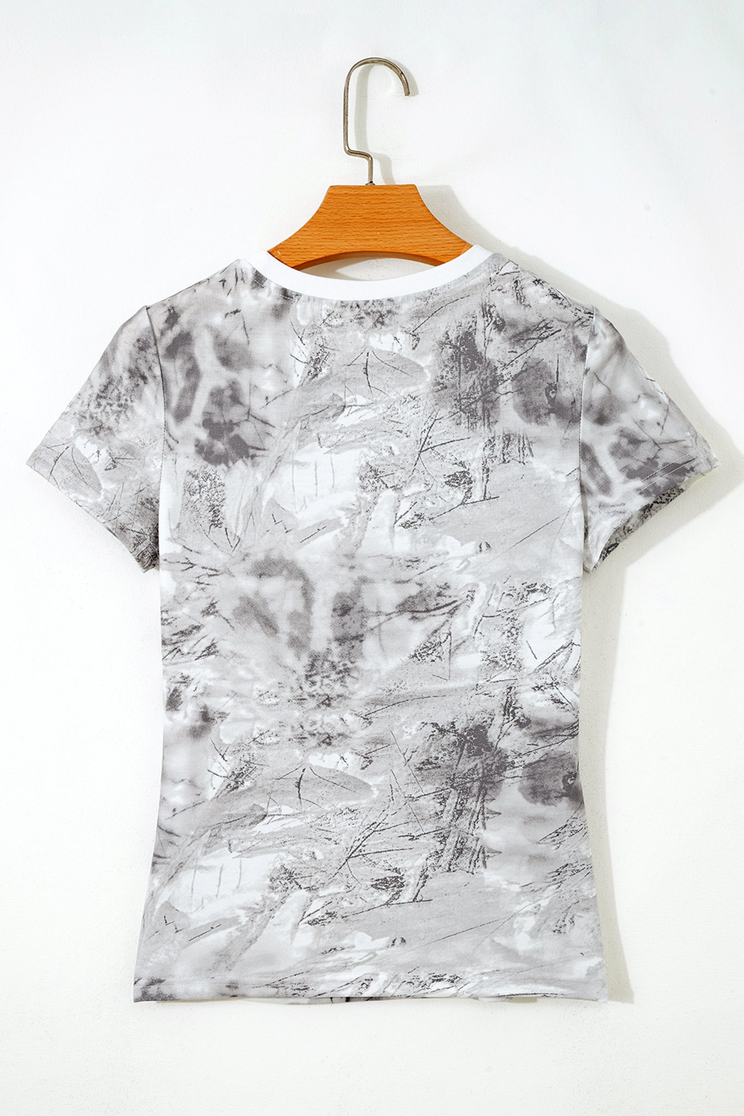 Gray Abstract Woodland Print Slim Fitted T Shirt - Snoopy's Closet