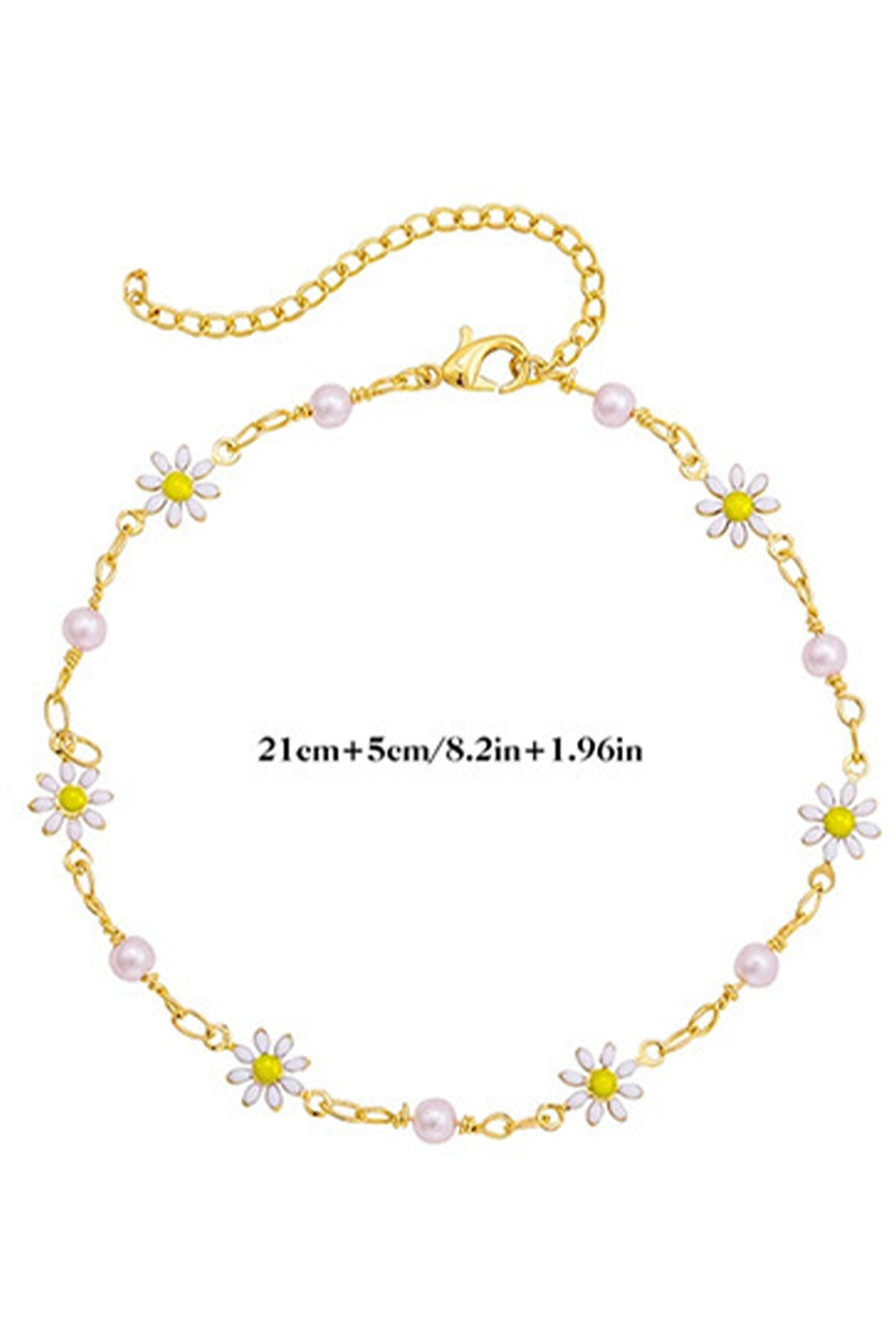 Gold Daisy & Pearl Chain Anklet - Snoopy's Closet