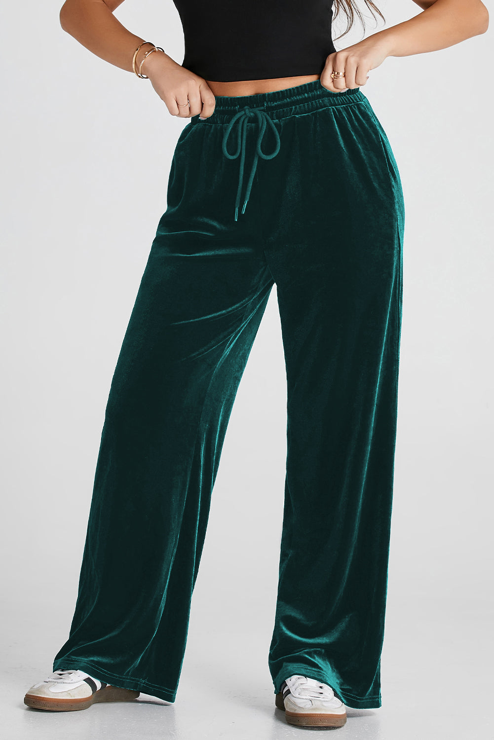 Pantalones de pernera ancha con cordón y cintura elástica Evergreen