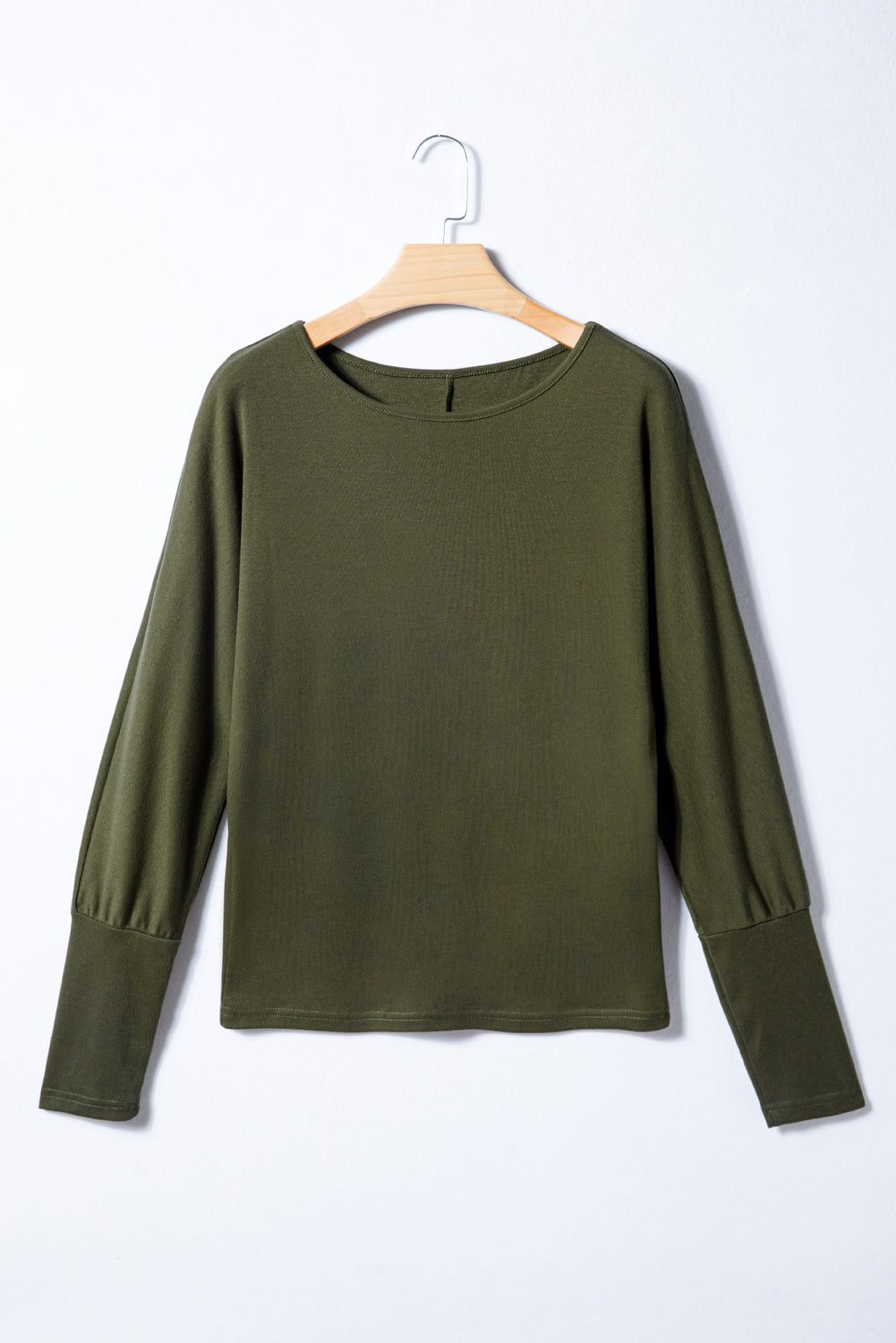Four Leaf Clover Solid Color Extended Cuffs Long Sleeve Top - Snoopy's Closet