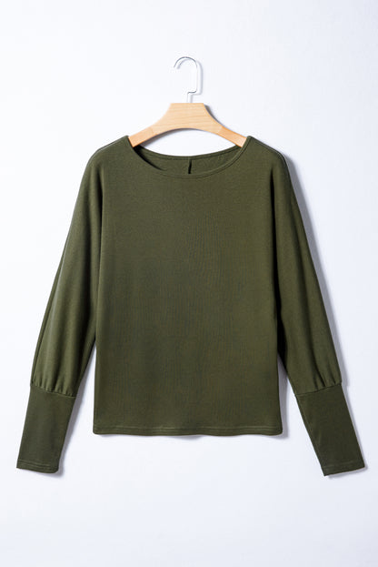 Four Leaf Clover Solid Color Extended Cuffs Long Sleeve Top - Snoopy's Closet
