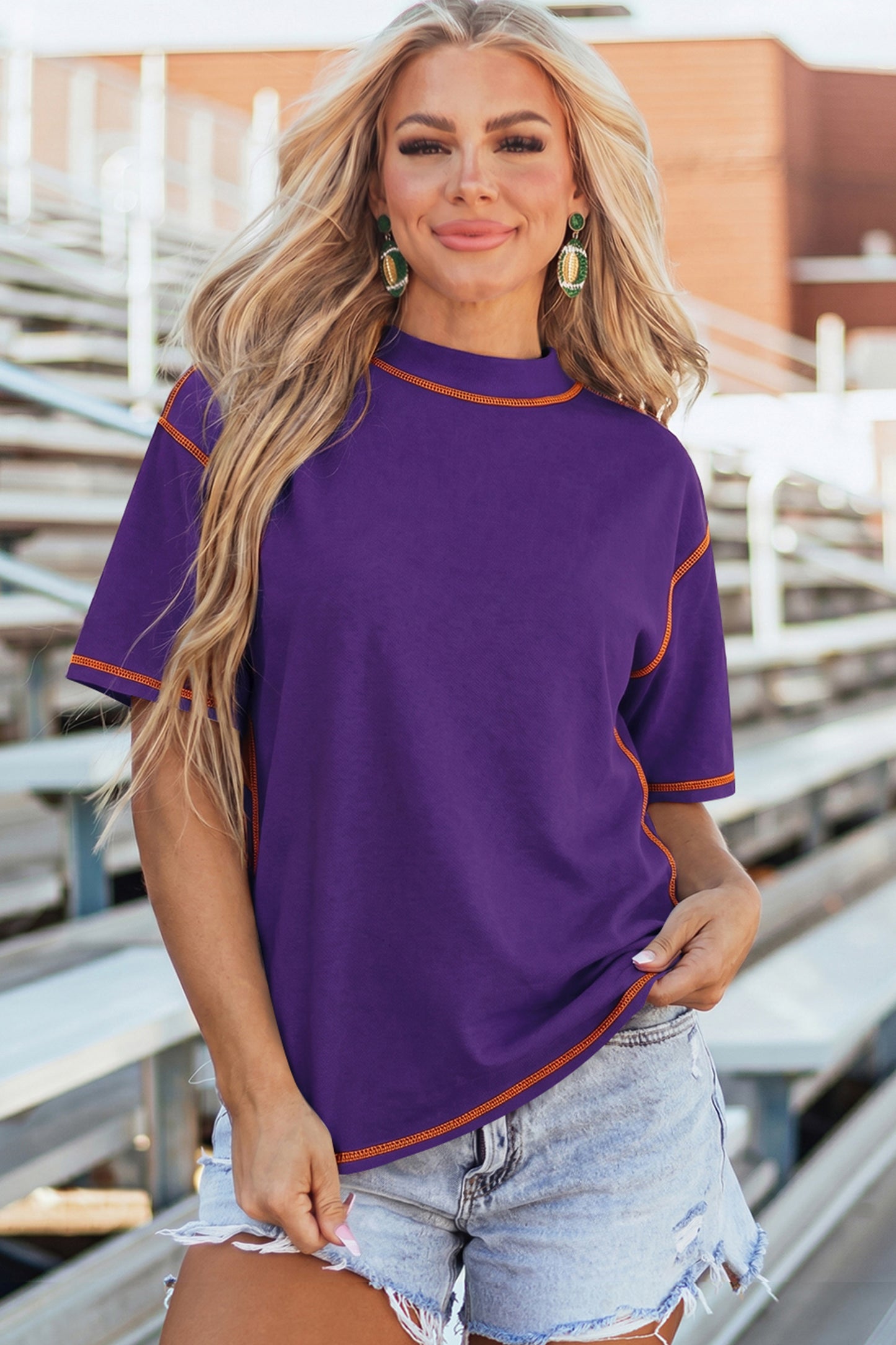 Camiseta Tillandsia Morada Reversible con Costuras a Contraste