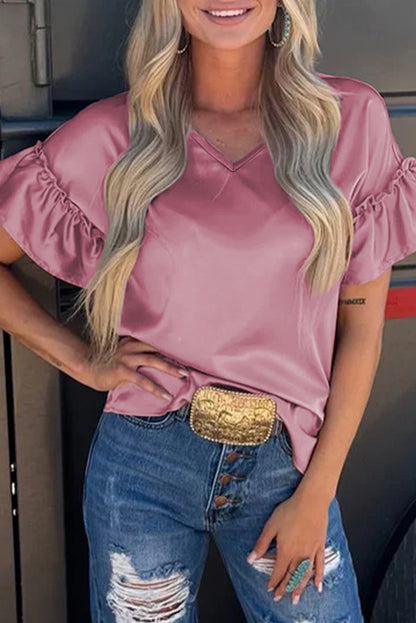 Toadstool Satin Ruffle Sleeve Top - Snoopy's Closet