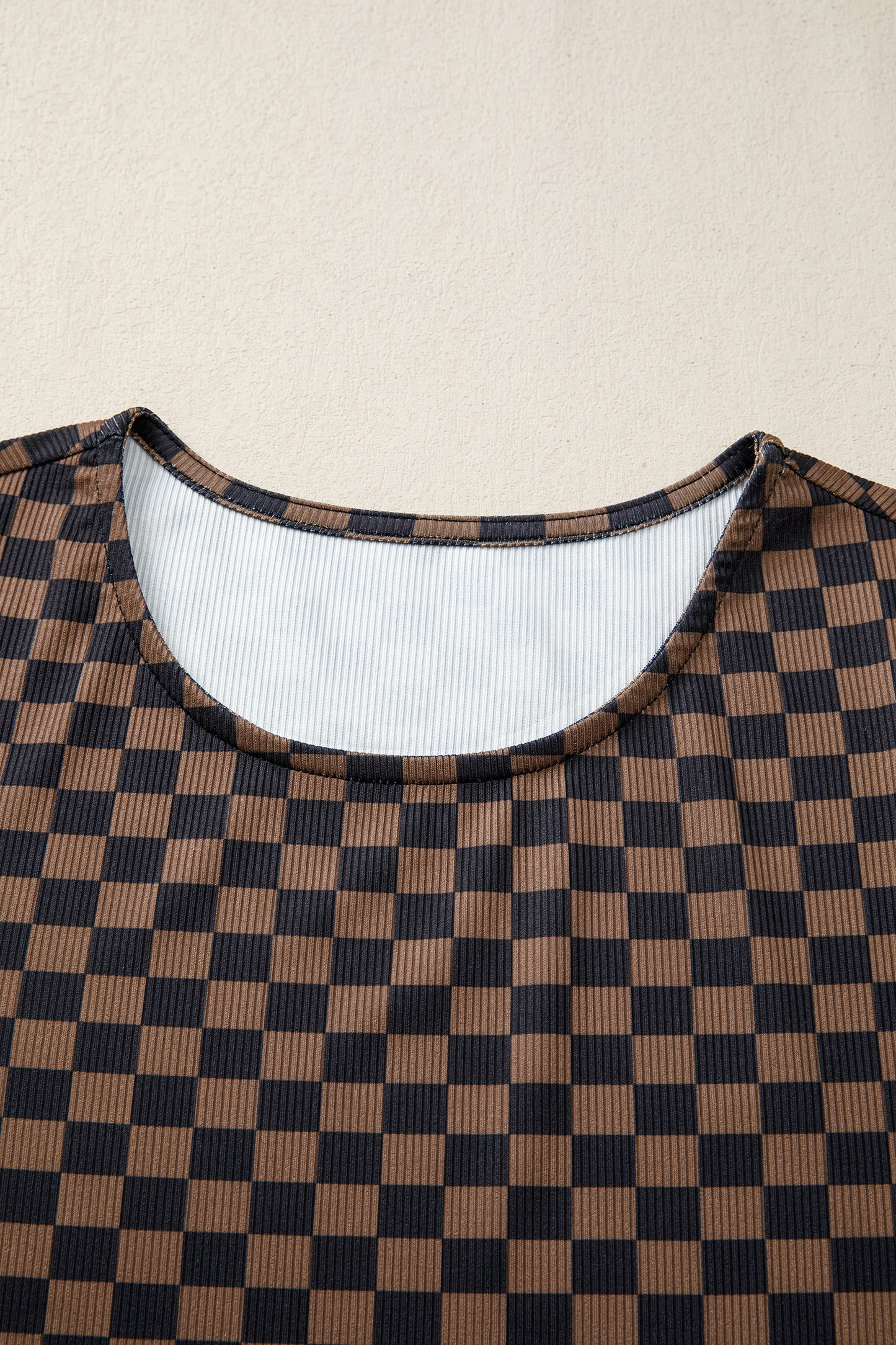 Black Checkerboard Round Neck Summer T Shirt - Snoopy's Closet