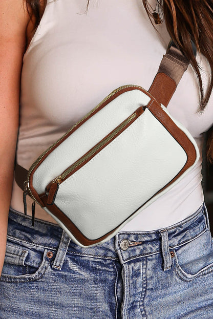 White Adjustable Strap Mini PU Leather Crossbody Bag - Snoopy's Closet