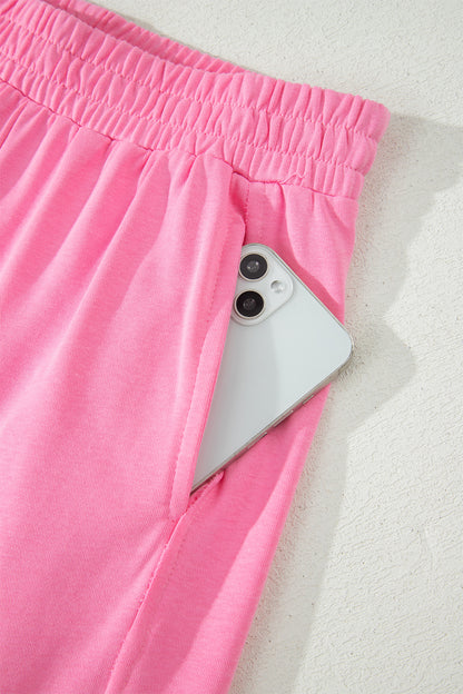 Sachet Pink Solid Cover Oversize Tee Pocketed Casual Pants 2pcs Outfit - Snoopy's Closet