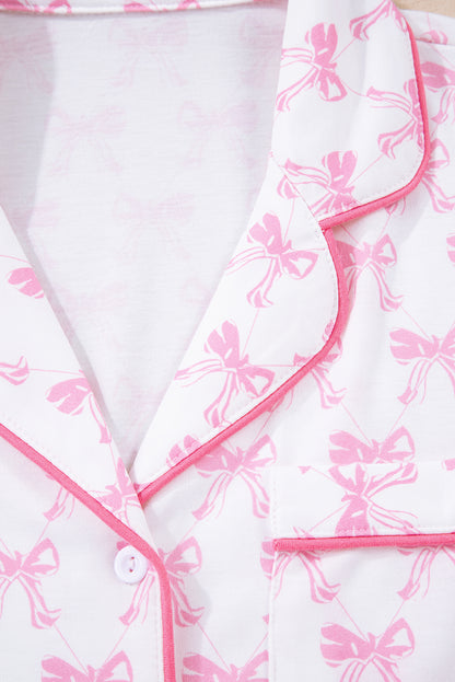 Pink Bow Print Long Sleeve Shirt and Pants Soft Pajama Set - Snoopy's Closet