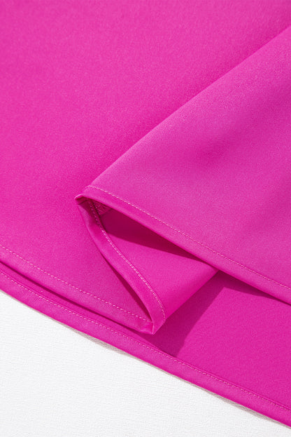 Bright Pink Silky V Neck Dolman Blouse - Snoopy's Closet