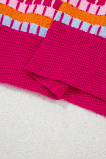Orange Abstract Striped Knit Short Sleeve Sweater - Snoopy's Closet