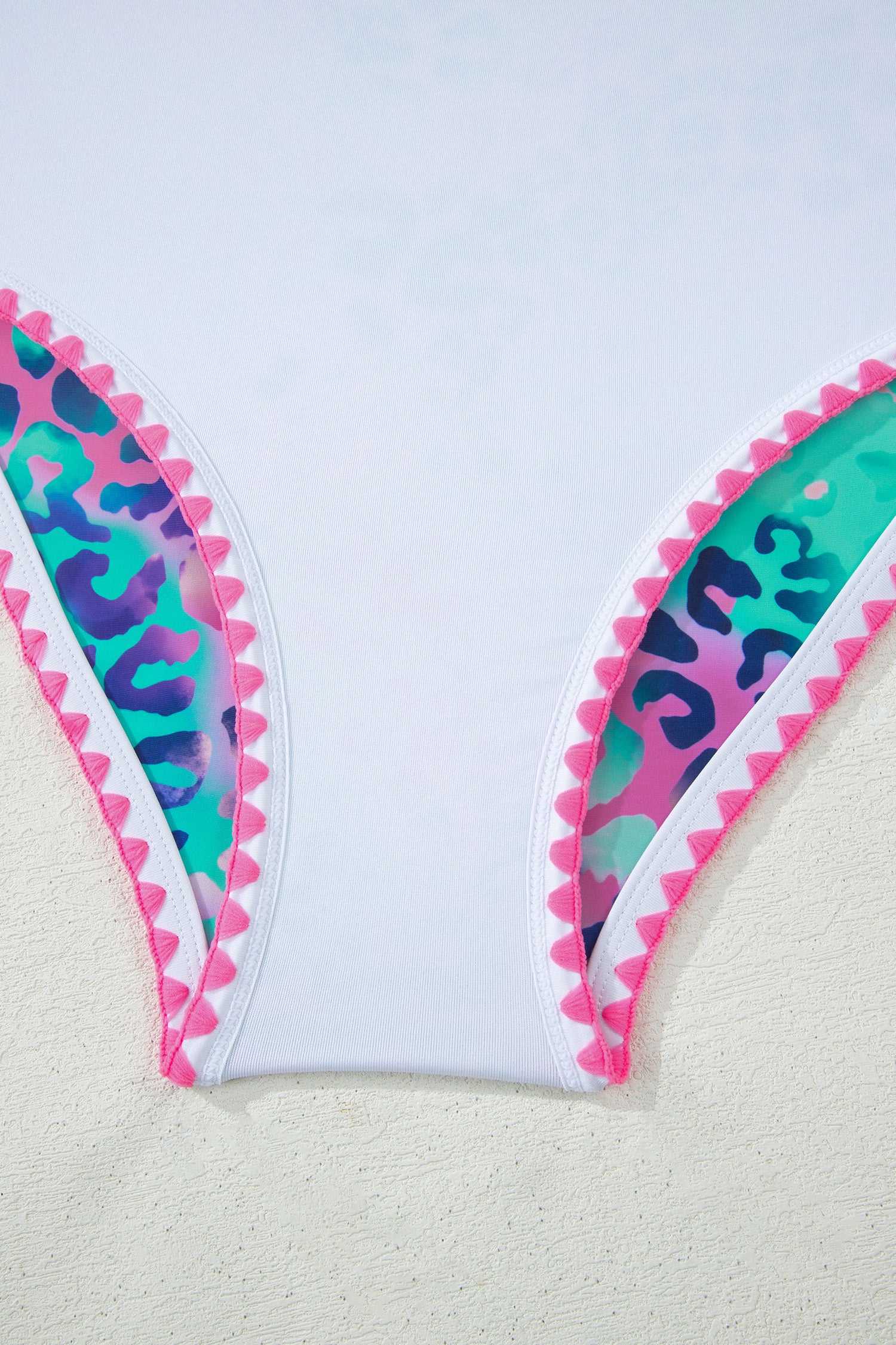 Pink Leopard Ricrac Trim Square Neck High Waist Bikinich - Snoopy's Closet