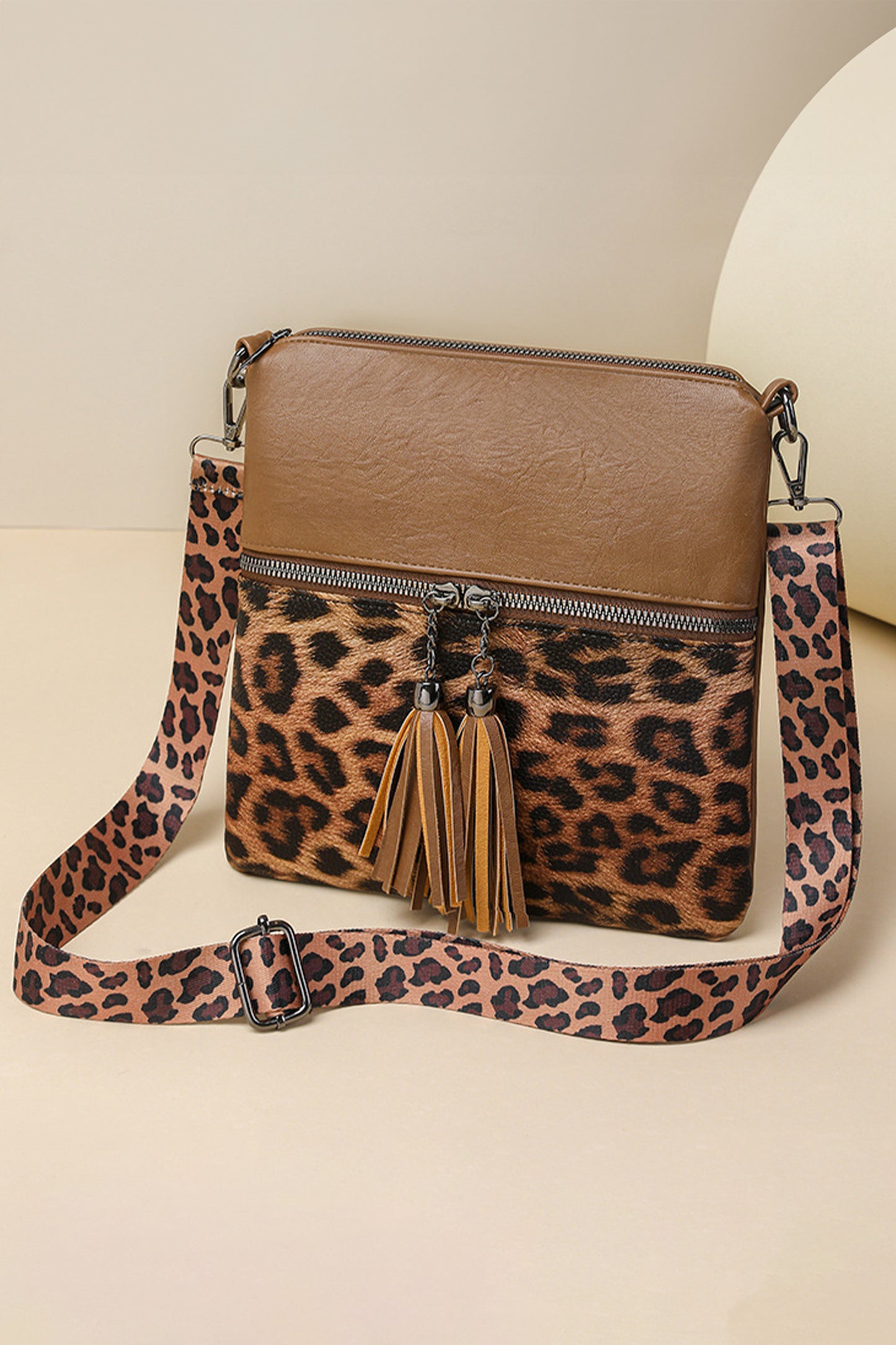 Coffee Leopard Contrast PU Leather Single Shoulder Mini Bag - Snoopy's Closet