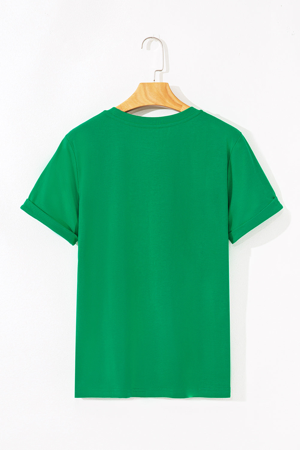 Bright Green Casual Plain Crew Neck Tee - Snoopy's Closet