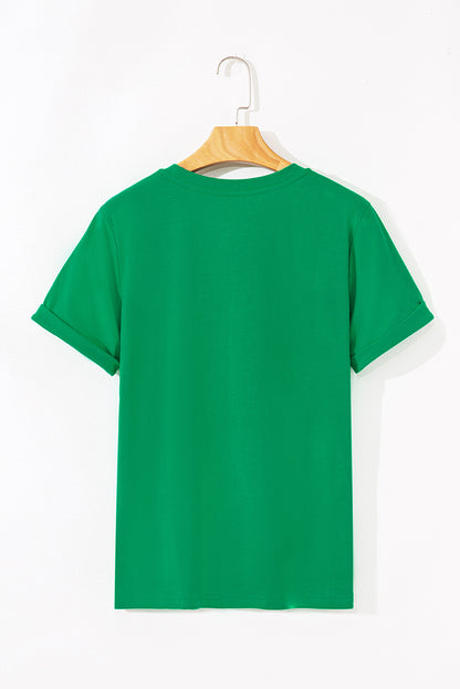 Bright Green Casual Plain Crew Neck Tee - Snoopy's Closet