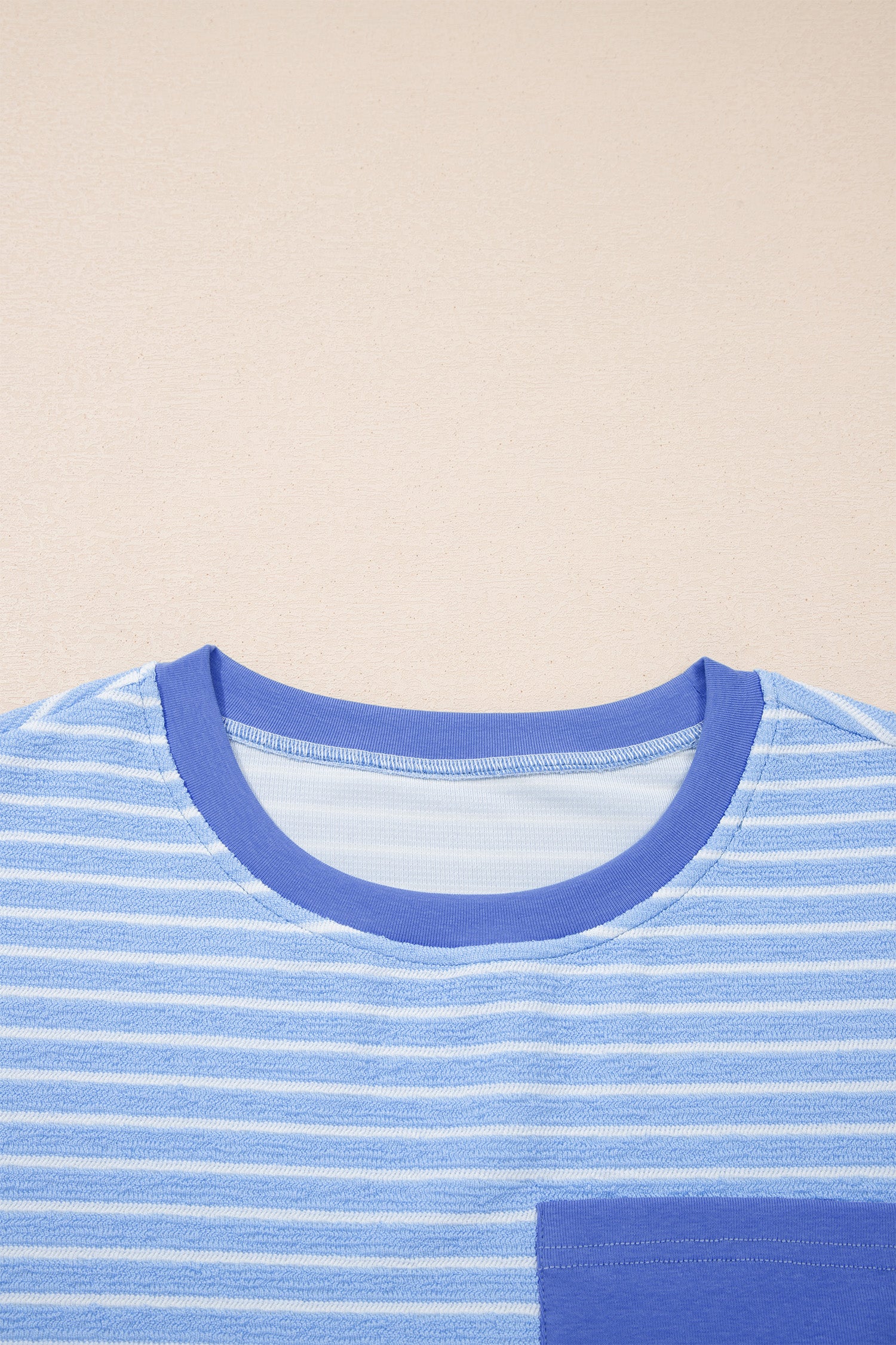 Sky Blue Stripe Crew Neck Tee Drawstring Waist Cropped Pants Set - Snoopy's Closet