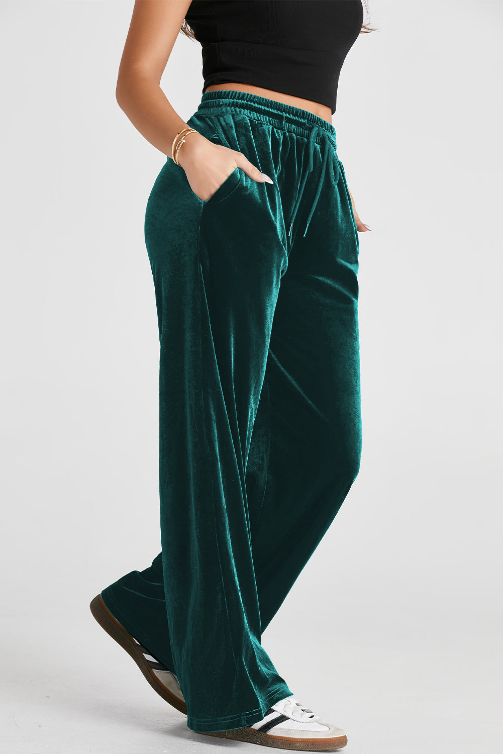 Pantalones de pernera ancha con cordón y cintura elástica Evergreen