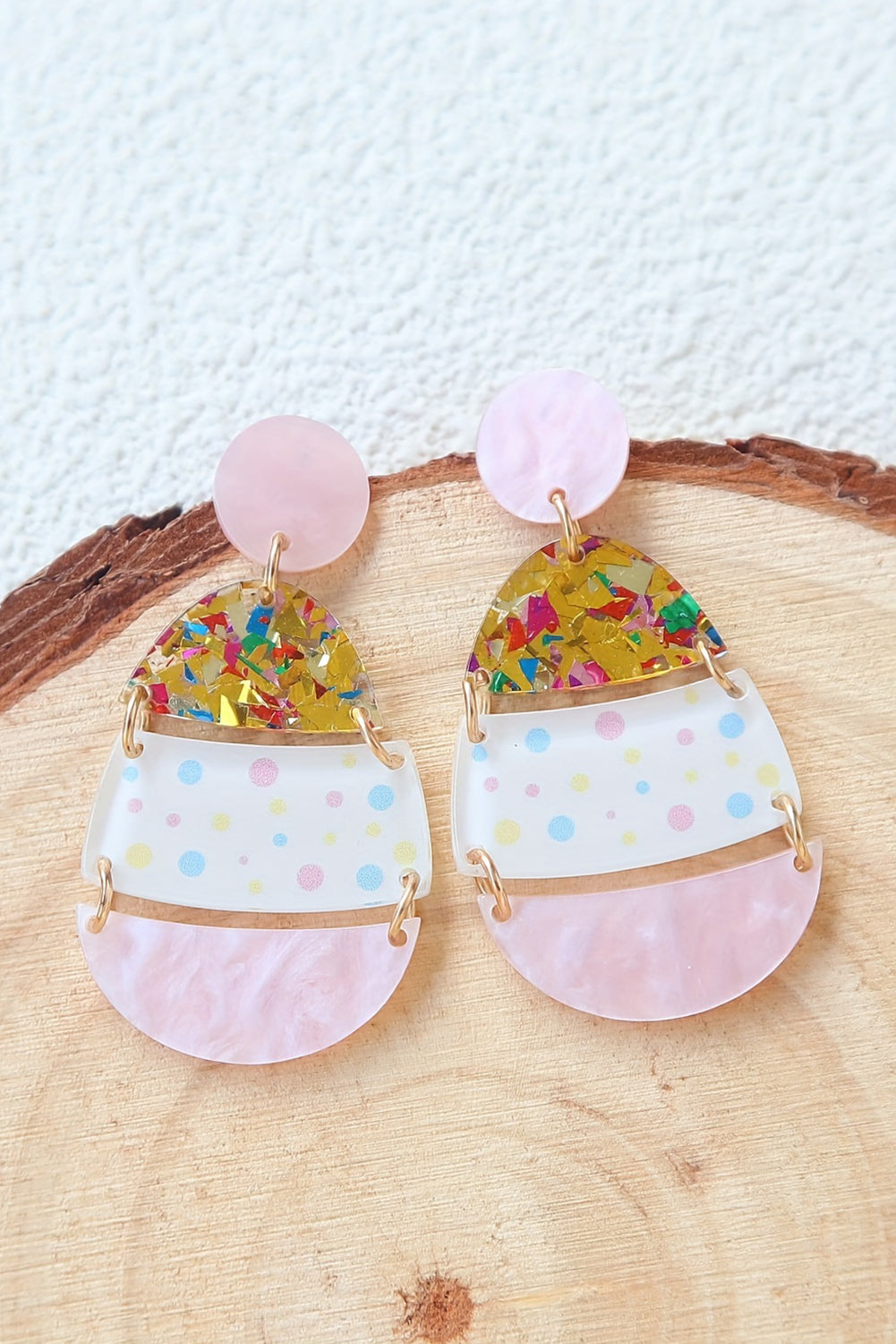 Pink Cute Printed Easter Egg Shape Drop Earrings - Snoopy's Closet