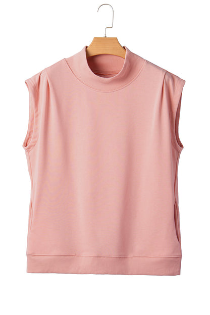 Mint Green Solid Color High Neck Cap Sleeve Loose Top - Snoopy's Closet