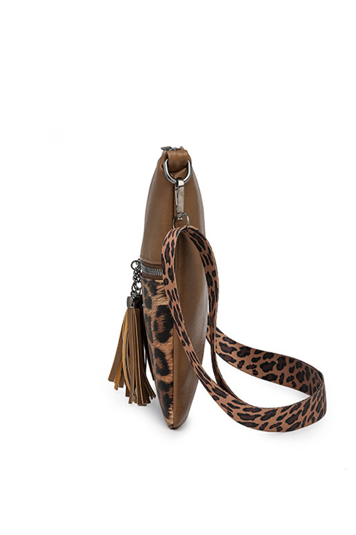 Coffee Leopard Contrast PU Leather Single Shoulder Mini Bag - Snoopy's Closet