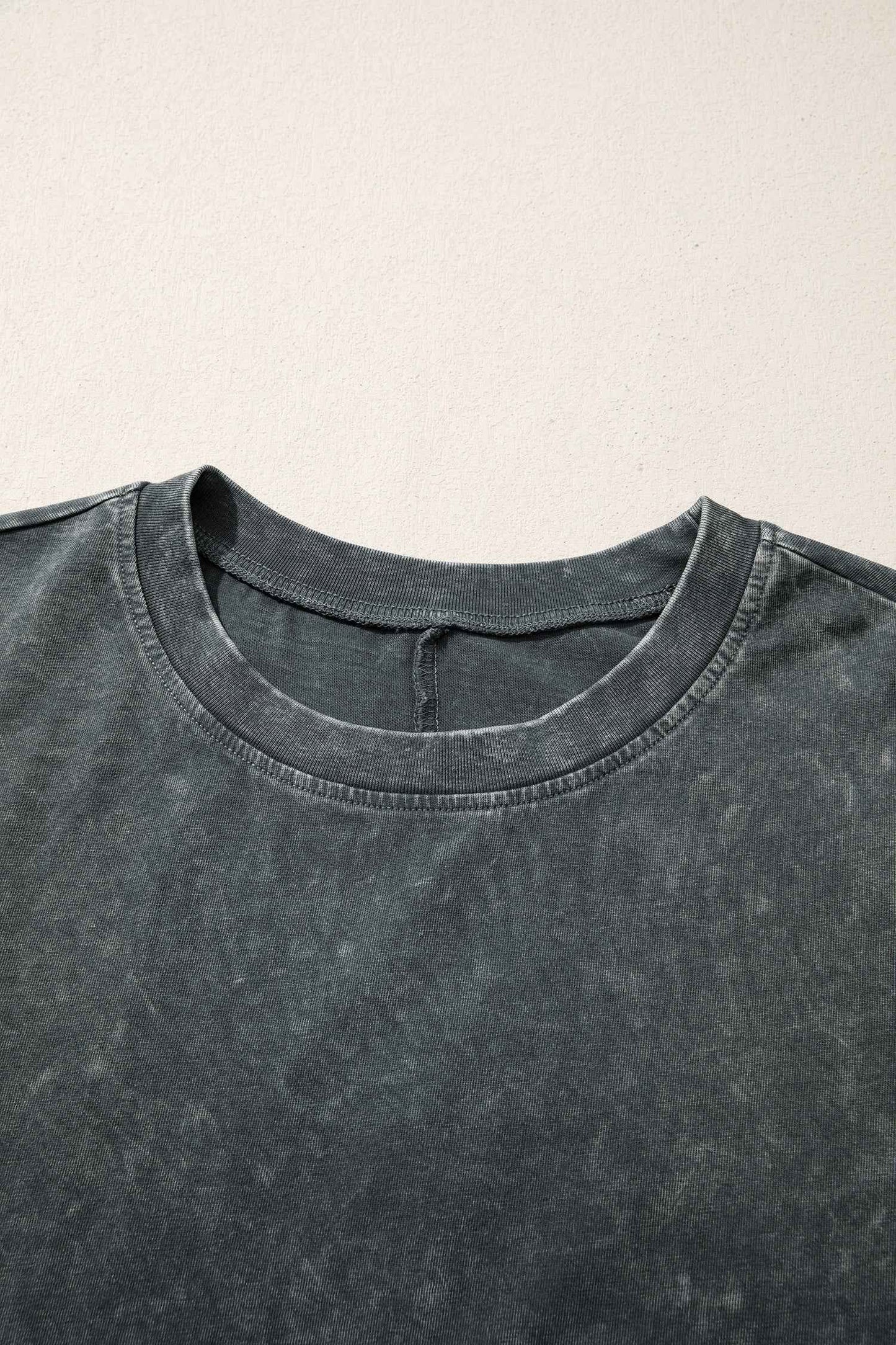 Dark Grey Solid Color Cotton Mineral Washed Oversize Tee